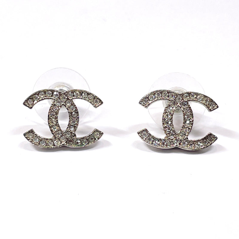 Chanel Crystal Large CC Earrings Silver in Silver Metal - DE