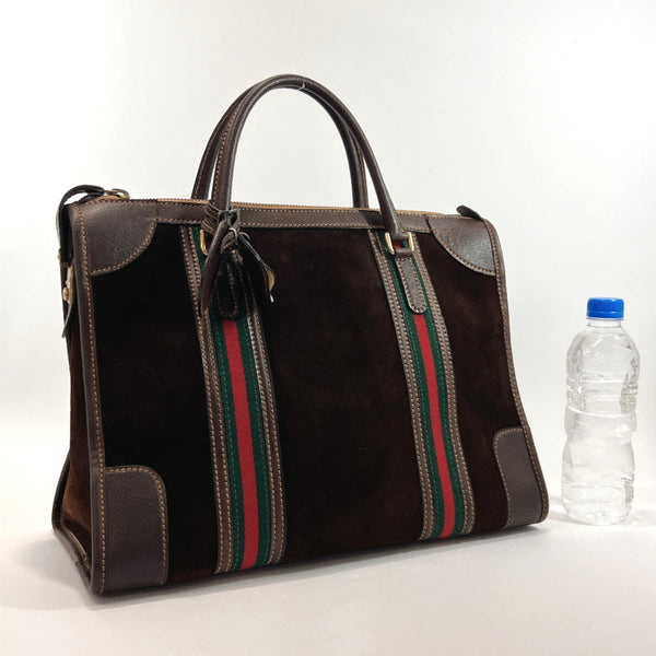 GUCCI Handbag Sherry line Suede/leather Dark brown unisex Used