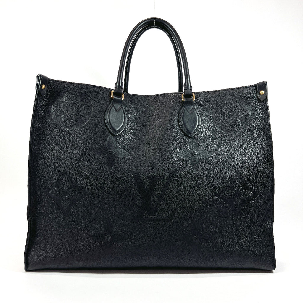Authenticated used Louis Vuitton Louis Vuitton on The Go GM Tote Bag Shoulder Monogram Implant Leather Black Handbag M44925, Adult Unisex, Size: (
