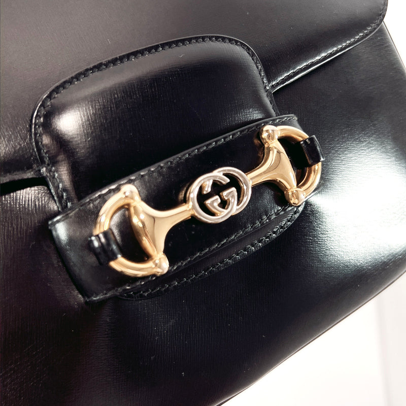 GUCCI Shoulder Bag 22・001・2064 Horsebit vintage leather Black Women Used
