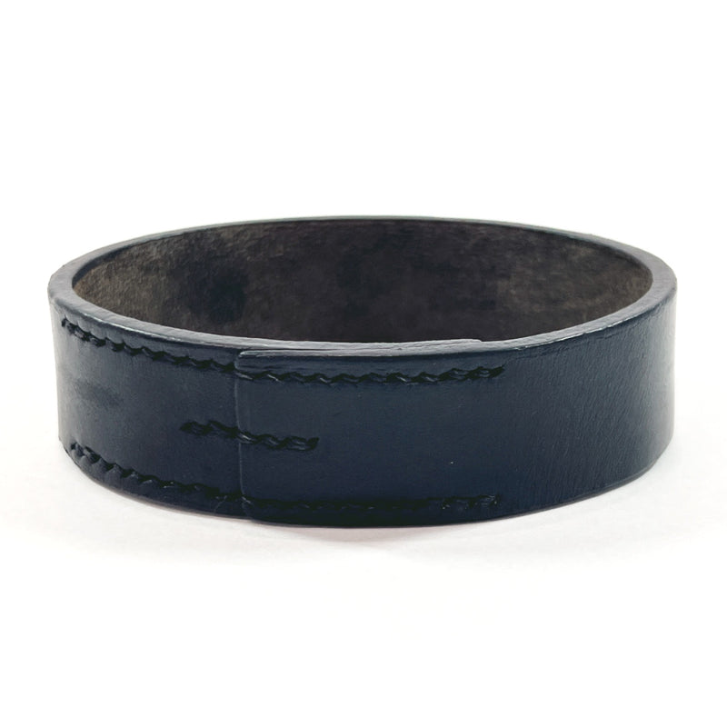 HERMES Bangle Pourtour leather Black □DCarved seal Women Used