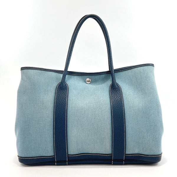 HERMES Tote Bag Garden party PM Tower ash blue □OCarved seal unisex Used
