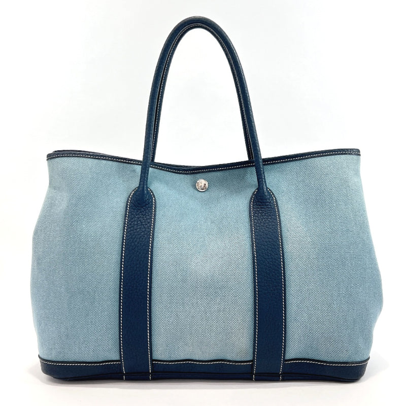 HERMES Tote Bag Garden party PM Tower ash blue □OCarved seal unisex Us –