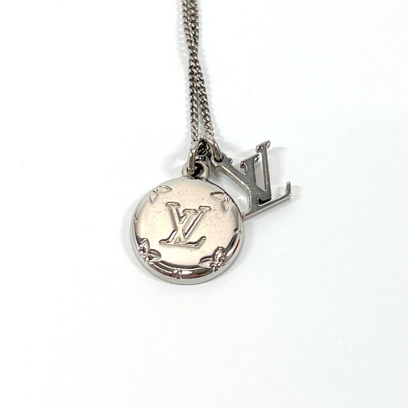 LOUIS VUITTON Monogram Chain Shades Locket Pendant Necklace Silver