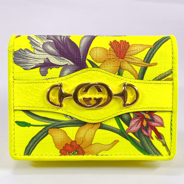 GUCCI wallet 536353 Flora print leather yellow Women Used