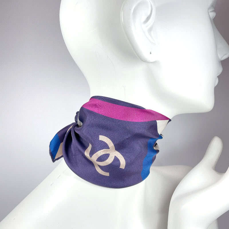 CHANEL scarf COCO Mark silk purple purple Women Used