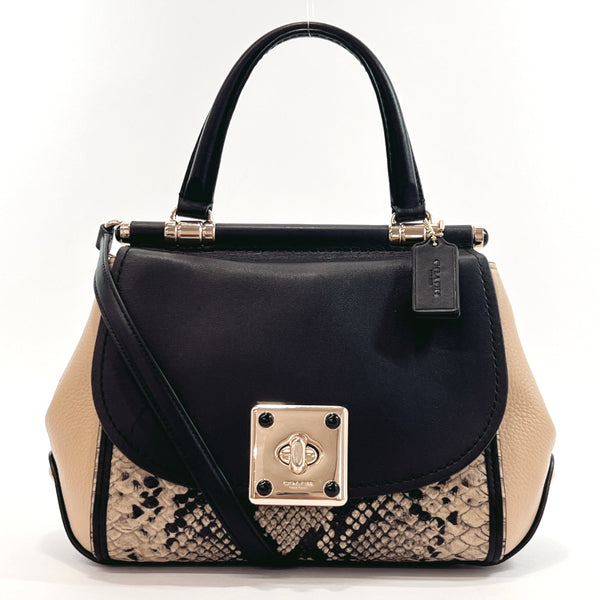 COACH Handbag 54078 Drifter top handle satchel leather Black Black Women Used