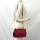 CHANEL Shoulder Bag ChainShoulder fringe lambskin Red Women Used