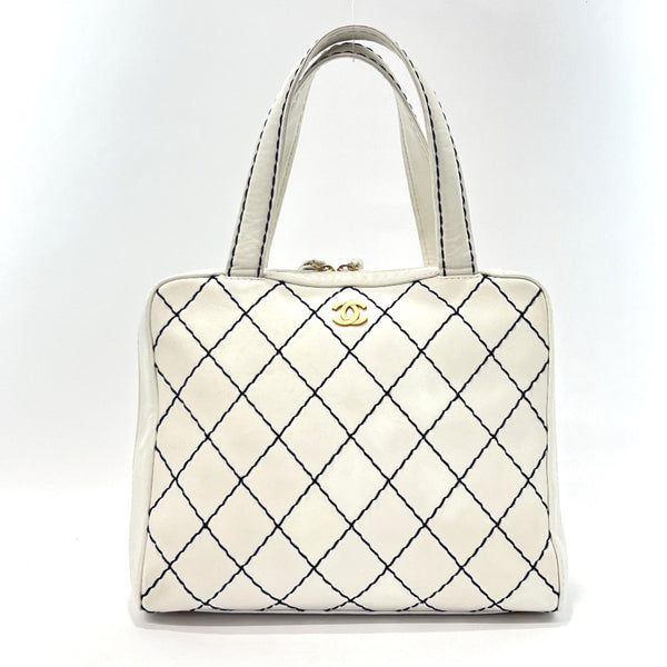 CHANEL Handbag Wild stitch back vintage leather white Women Used
