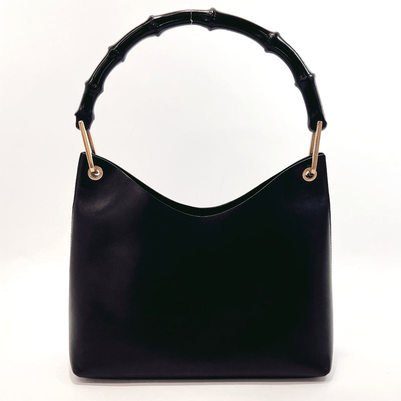 GUCCI Handbag 001・2058・1883・0 Bamboo leather/Bamboo Black Women Used