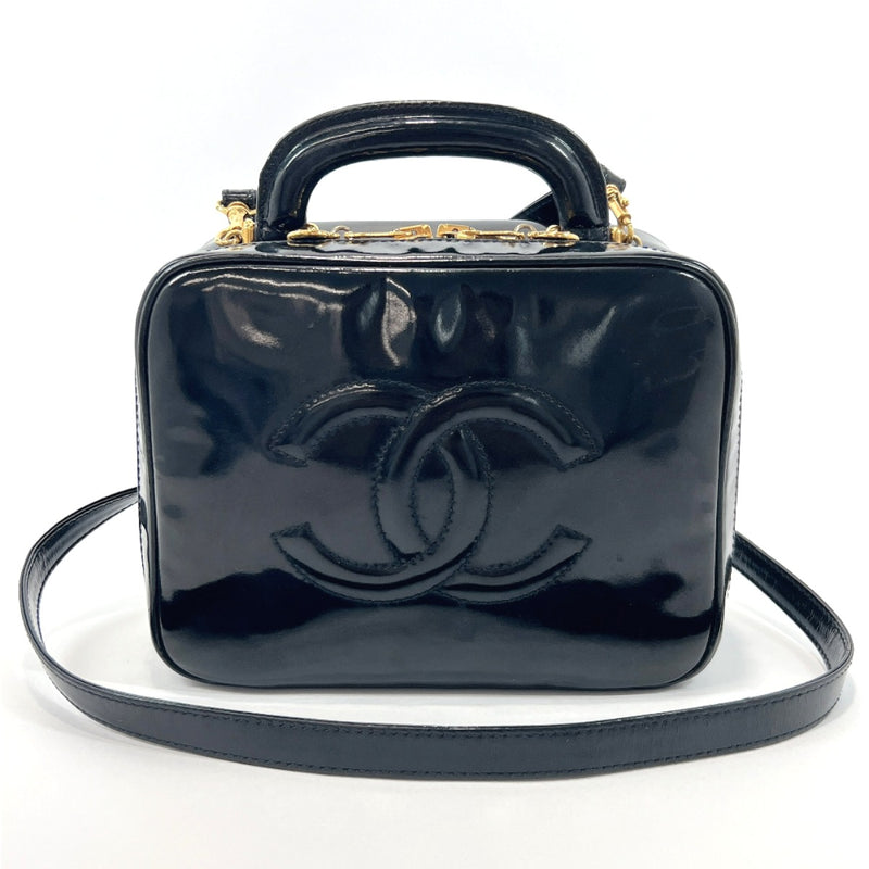 CHANEL Handbag 2way vanity bag COCO Mark Patent leather Black Women Us –