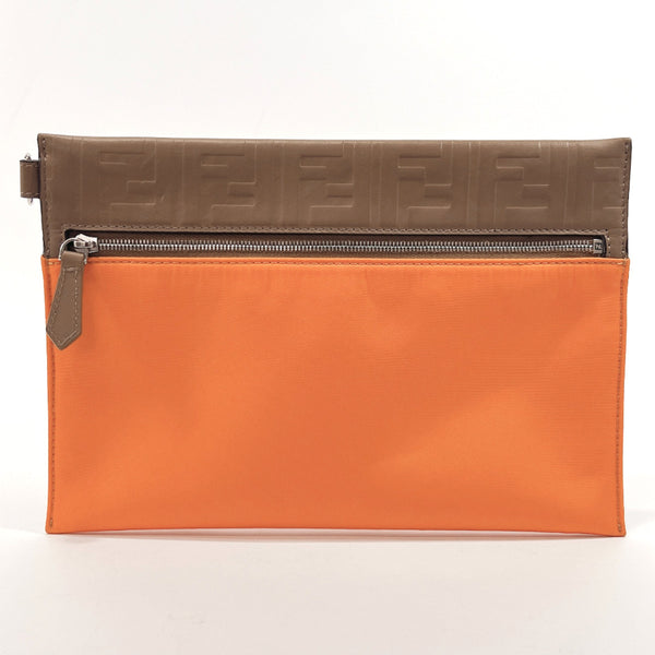 FENDI Clutch bag 7N0108 Nylon/leather Orange Orange unisex Used