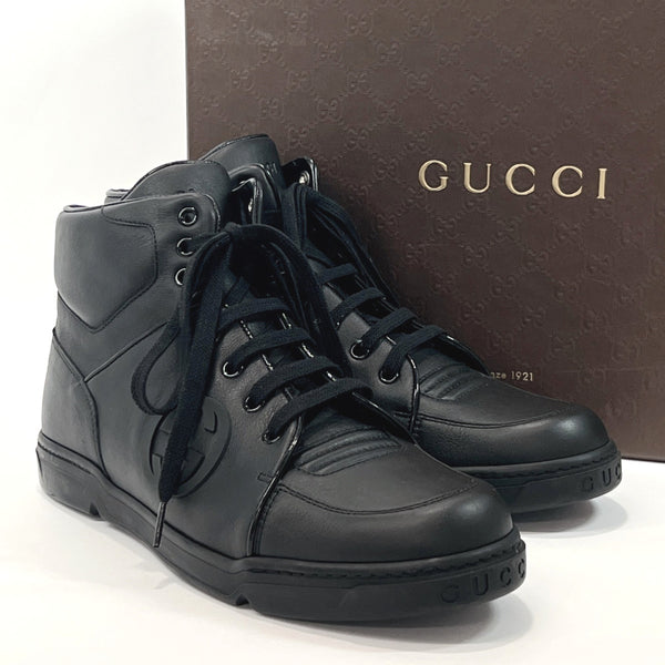 GUCCI sneakers 363731 Interlocking G leather Black mens Used