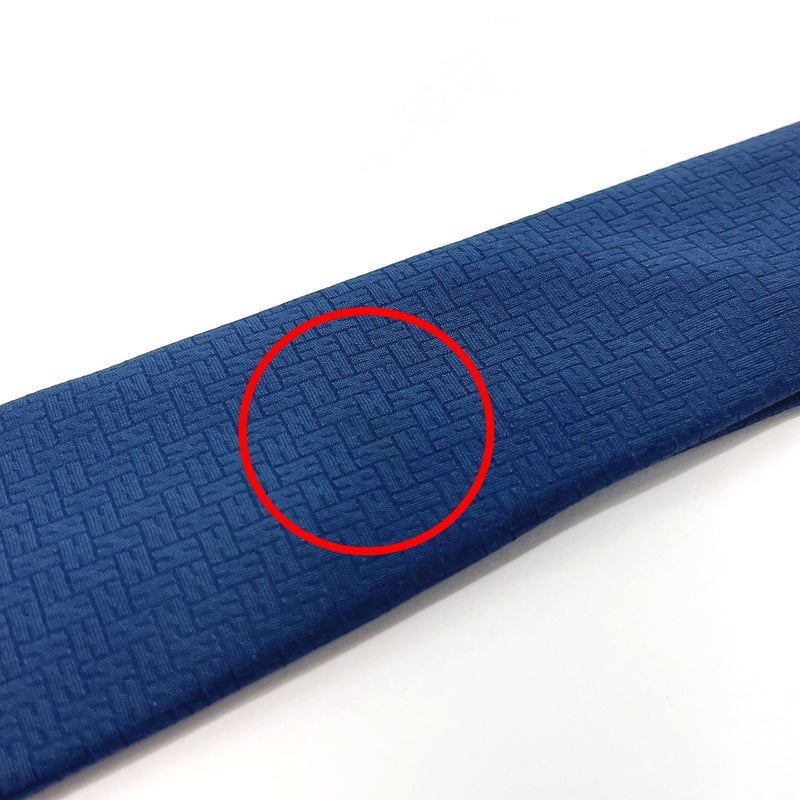 HERMES tie H logo silk blue mens Used
