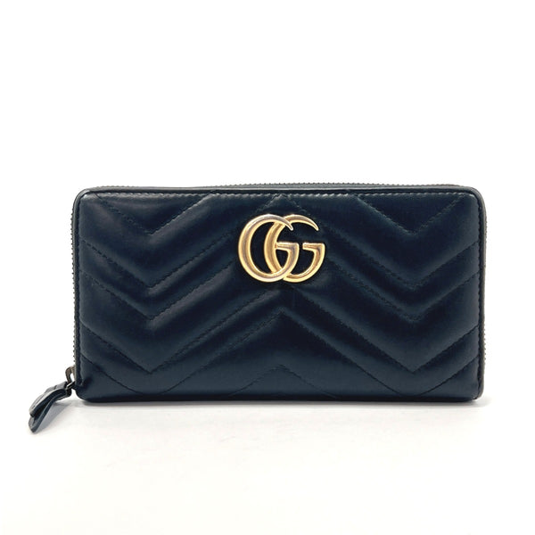 GUCCI purse 443123 GG Marmont Zip around wallet leather Black Women Used