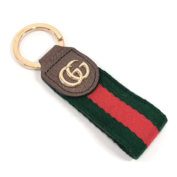 GUCCI key ring 523161 Ofidia Sherry line leather/canvas gold gold unisex Used