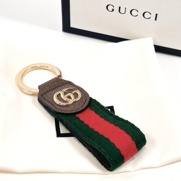 GUCCI key ring 523161 Ofidia Sherry line leather/canvas gold gold unisex Used