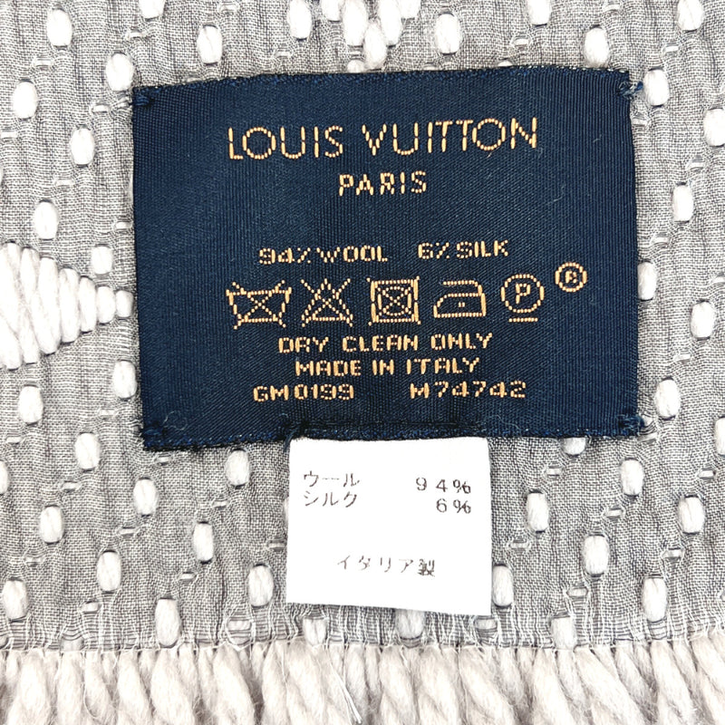 LOUIS VUITTON Scarf M74742 Escalp Logo Mania wool/silk gray Women Used