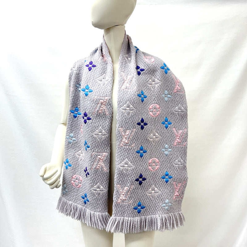 LOUIS VUITTON Wool Cashmere Monogram Ombre Scarf Pink Grey 807724