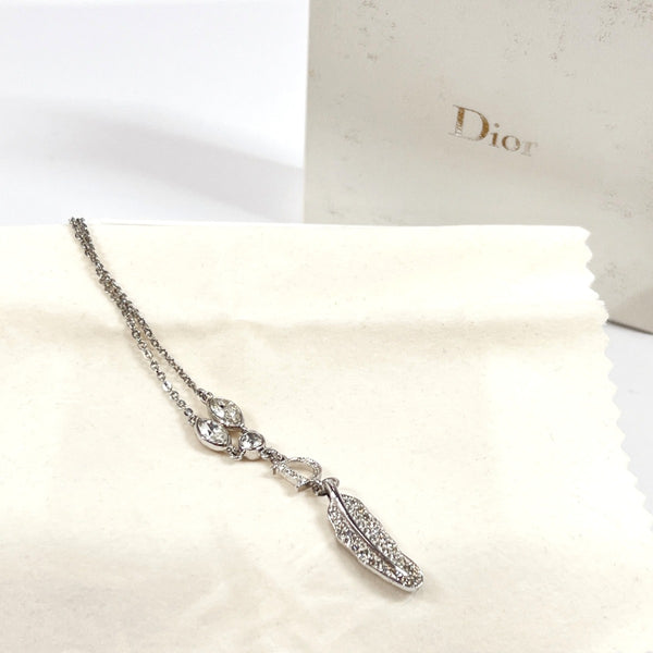 Christian Dior Necklace feather metal Silver Women Used