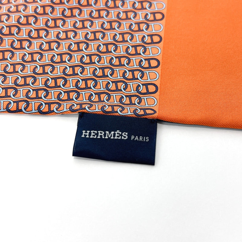 HERMES Stall Shane Dunkle pattern silk Orange Orange Women Used