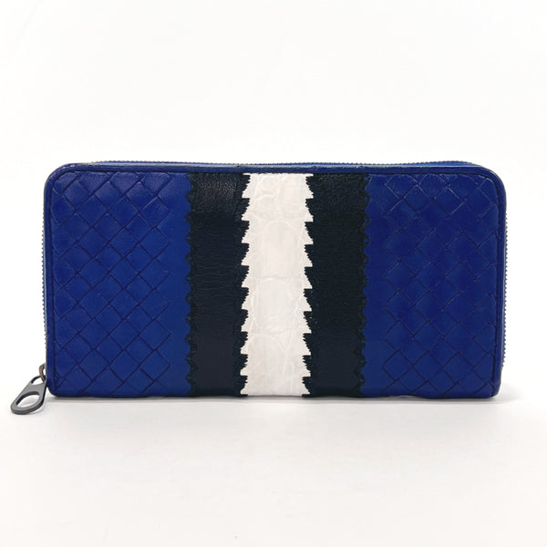 BOTTEGAVENETA purse Zip Around Intrecciato leather blue blue mens Used