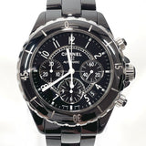 CHANEL Watches Chronograph J12 ceramic/Stainless Steel Black mens Used