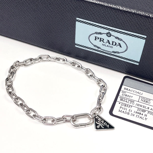 PRADA bracelet 2JB357 Triangle logo Silver925 Silver mens Used