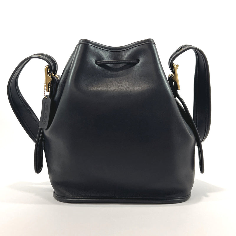 COACH Shoulder Bag drawstring type leather Black unisex Used