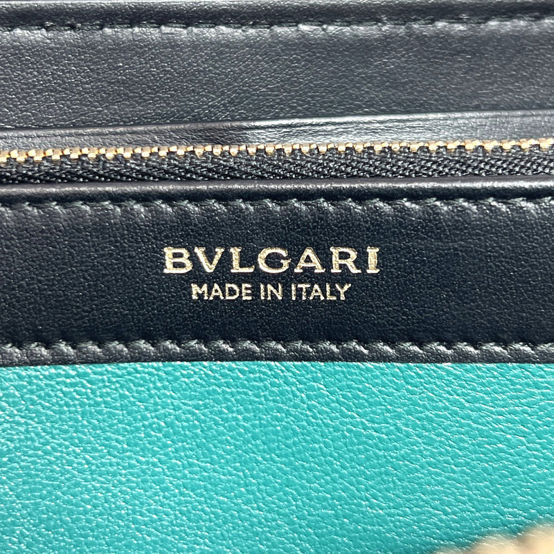 BVLGARI purse Logo ring leather Black Women Used