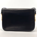 CELINE Shoulder Bag vintage leather Black Women Used