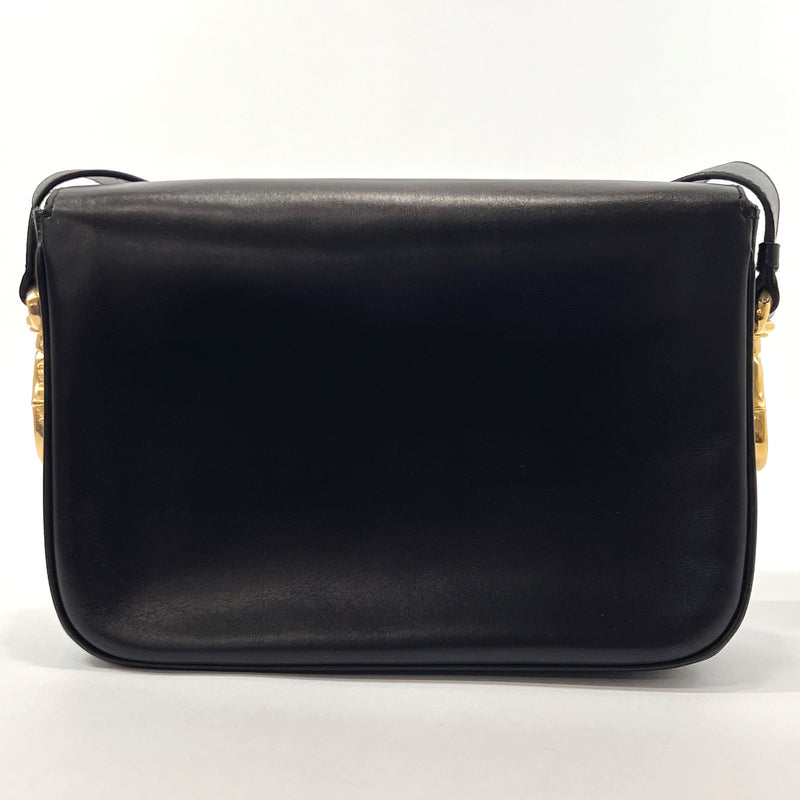 CELINE Shoulder Bag vintage leather Black Women Used