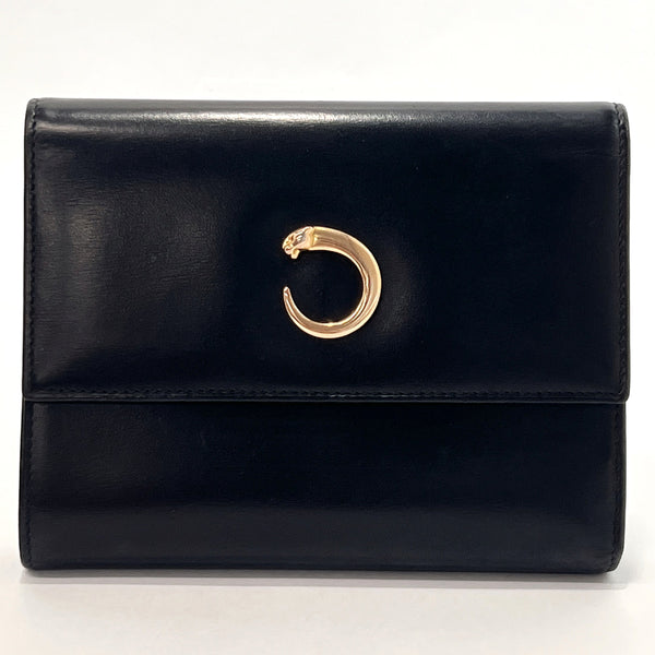 CARTIER Tri-fold wallet L3000210 PANTHERE leather Black Women Used