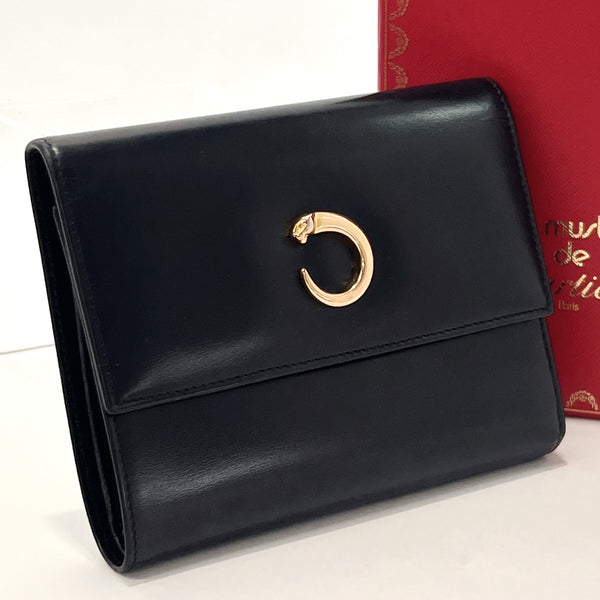 CARTIER Tri-fold wallet L3000210 PANTHERE leather Black Women Used