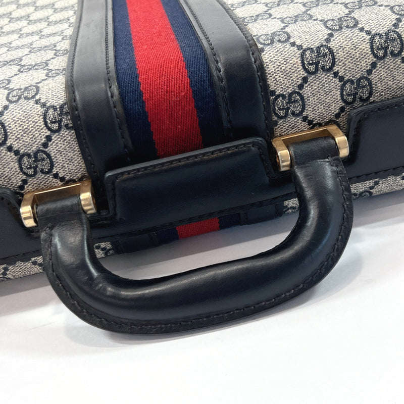 GUCCI trunk Attache case Sherry line GG Supreme Canvas/leather Navy Navy mens Used