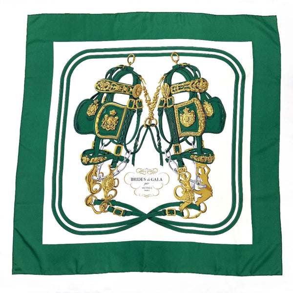HERMES scarf Carre90 BRIDES de GALA Ceremony Bridle silk green green Women Used