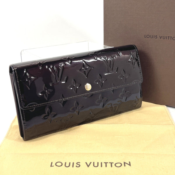 LOUIS VUITTON purse M93524 Portefeiulle Sarah Monogram Vernis Bordeaux Bordeaux Women Used