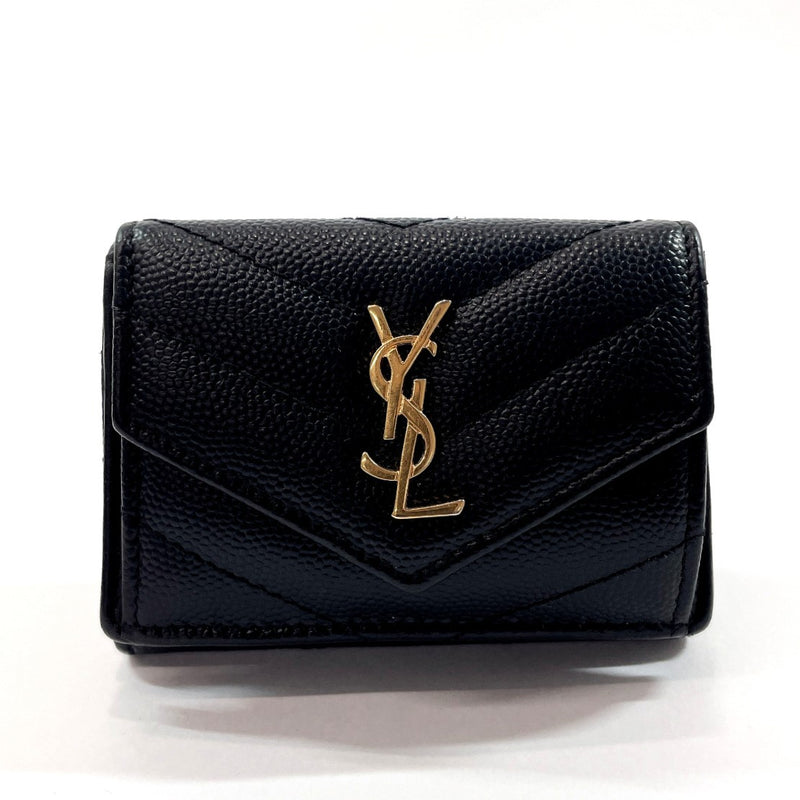 Saint Laurent Monogram Compact Tri-Fold Wallet - Black for Women