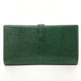HERMES purse bearn Lizard green 〇UCarved seal Women Used