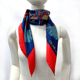 CELINE scarf Tassel silk Navy Navy Women Used