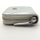 CHANEL coin purse Matelasse lambskin Silver Women Used