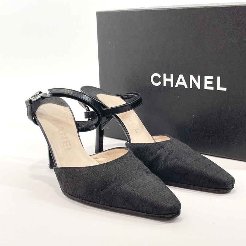 CHANEL pumps New travel line canvas/leather Black Women Used