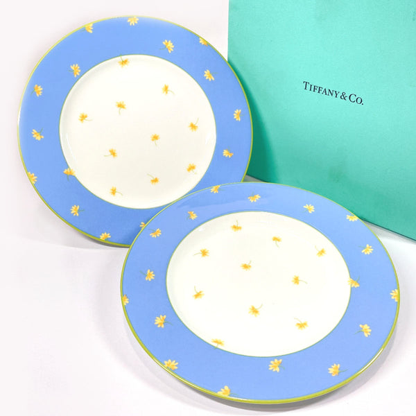 TIFFANY&Co. Tableware Floral pair Pottery blue unisex Used