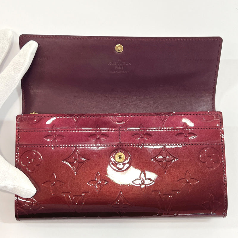 LOUIS VUITTON purse M91521 Portefeiulle Sarah Monogram Vernis Bordeaux Bordeaux Women Used