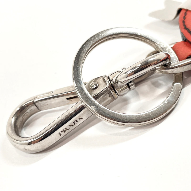 PRADA key ring heart Safiano leather/metal Red Women Used