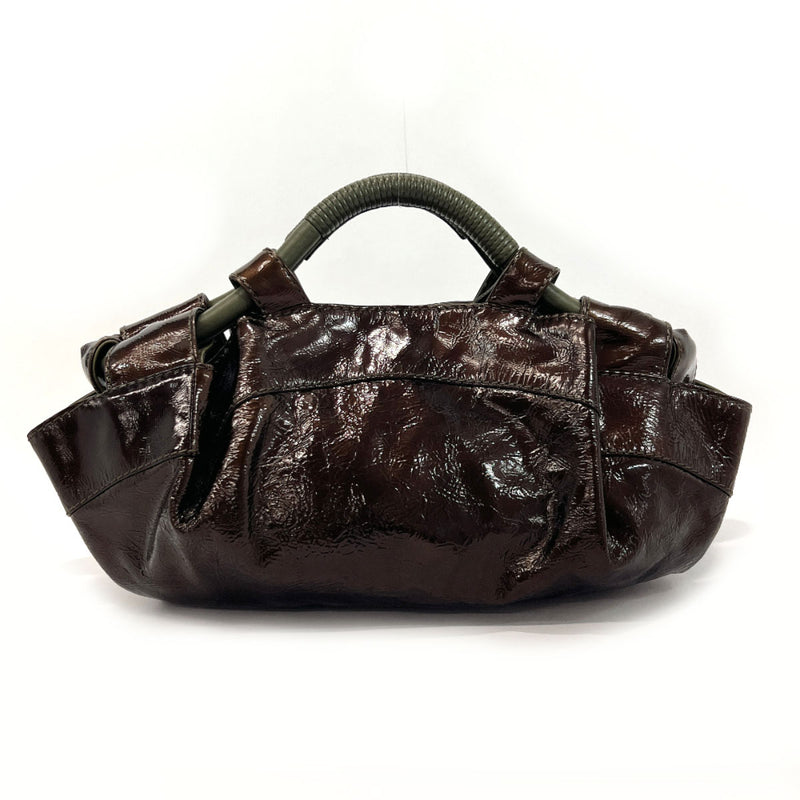 LOEWE Handbag Nappa Aire Patent leather/leather Brown Brown Women Used
