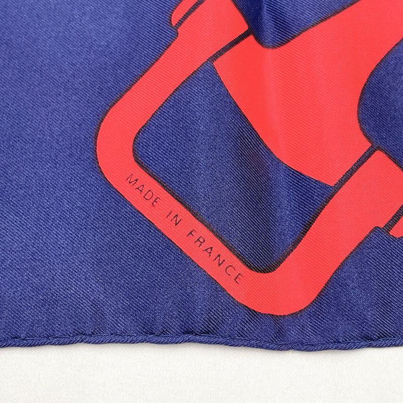 CELINE scarf Macadam Horsebit silk Navy Navy Women Used