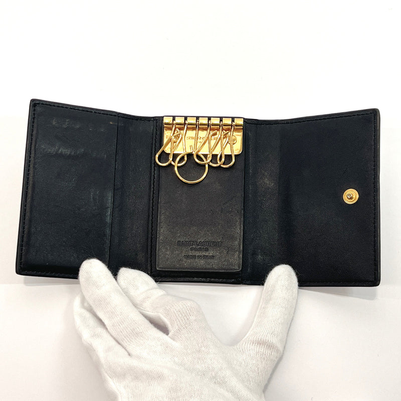SAINT LAURENT PARIS key holder CFP360432 six hooks leather Black unisex Used