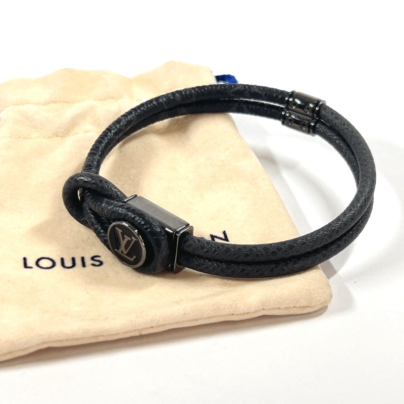 LOUIS VUITTON Monogram Eclipse Taiga Loop It Bracelet Black