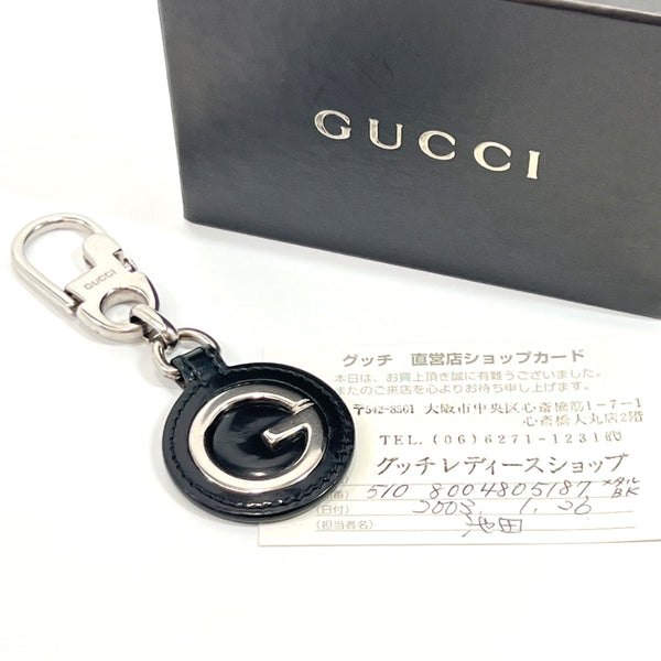 GUCCI charm Key ring metal/leather Black Black unisex Used